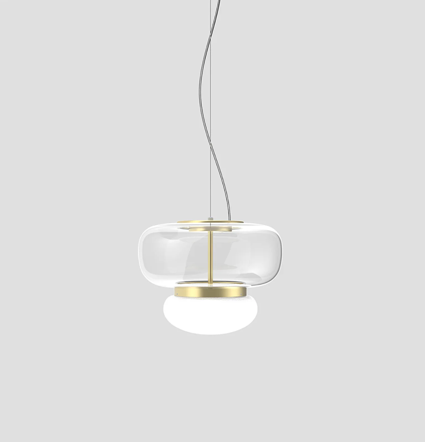Faro SP P Lampadario sospensione LED in vetro soffiato cristallo trasparente bianco