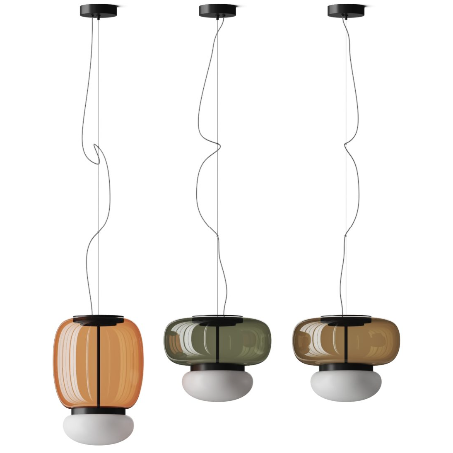 Faro SP P Lampadario sospensione LED in vetro soffiato cristallo trasparente bianco