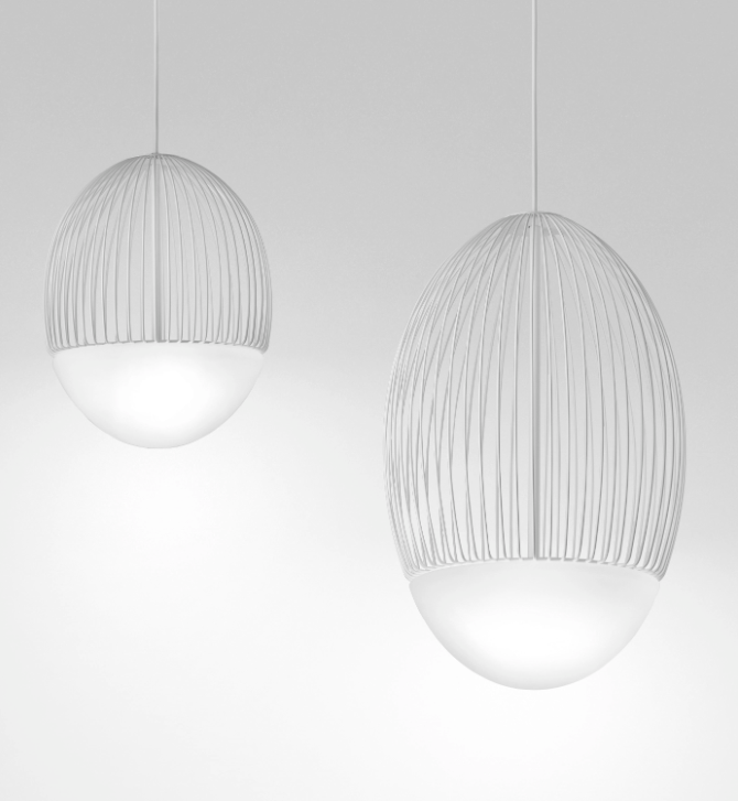 Riketta SP P Lampadario sospensione LED in metallo e vetro soffiato