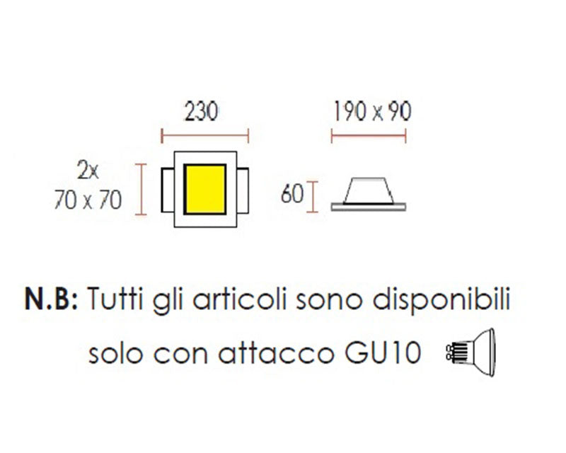 0023 Faretto Incasso gesso 2 luci GU10