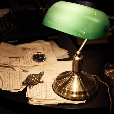 Lawyer tl1 Lampada notarile da tavolo scrivania ottone con vetro verde