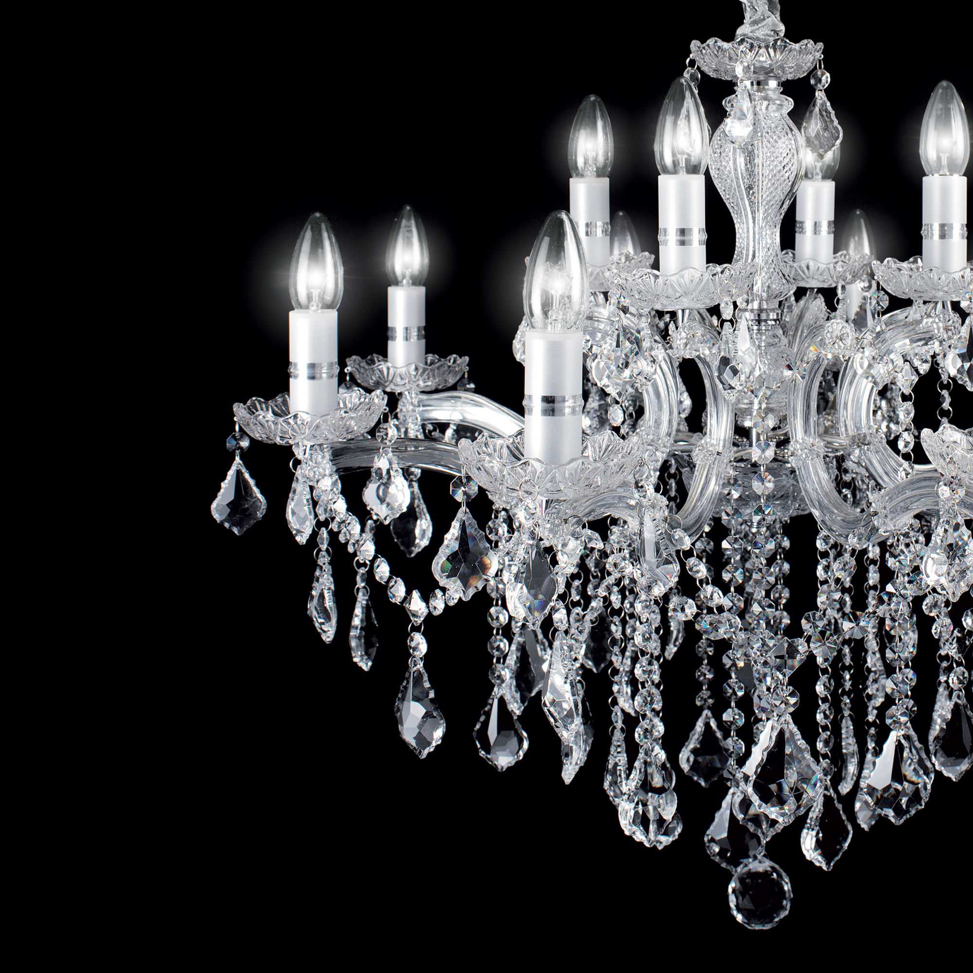 Florian sp6 lampadario 6 luci cromo cristallo trasparente