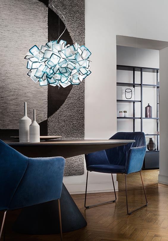 Clizia Sospensione Large Pixel Transparent Wire Lampadario diametro 78 cm.