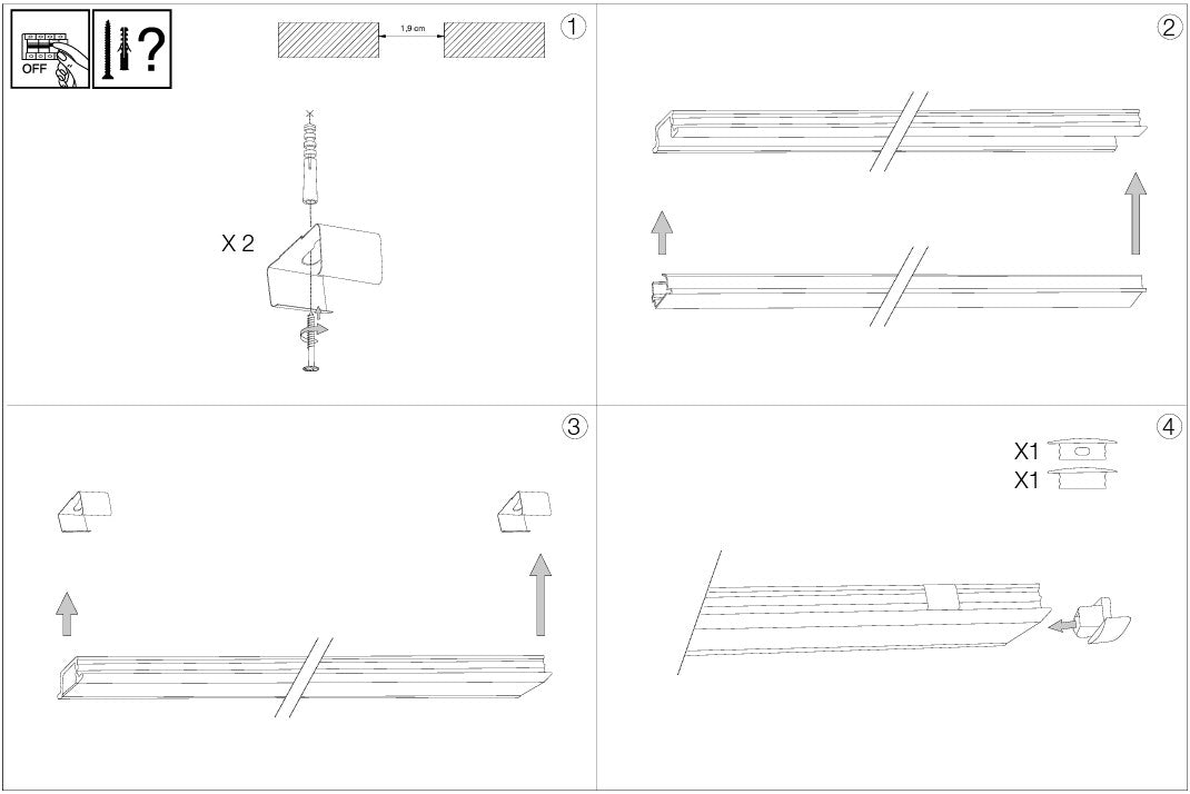 Slot recessed trim d25xd5 2000 mm profilo alluminio incasso