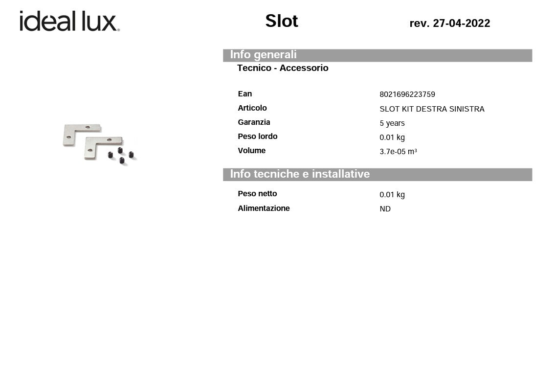 Slot kit verticale orizzontale accessorio profilo incasso