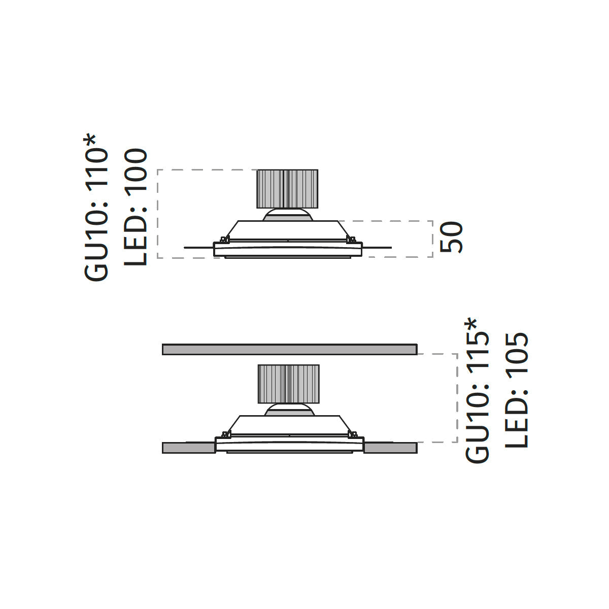 4044B Faretto Incasso GU10 a plafone in CRISTALY® con vetro