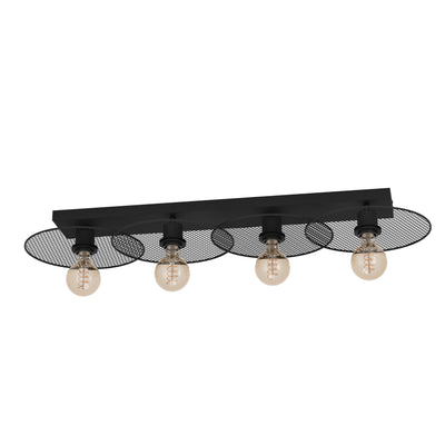 Ikeston Plafoniera lampada soffitto 4 luci in metallo nero