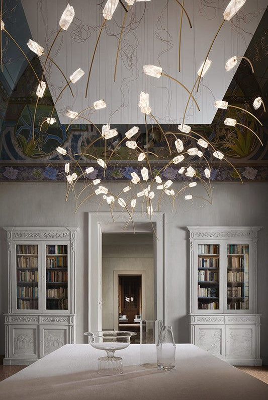 Tulip 14 Free-Standing Suspension Lampadario 14 luci in Ottone Satinato Lentiflex®