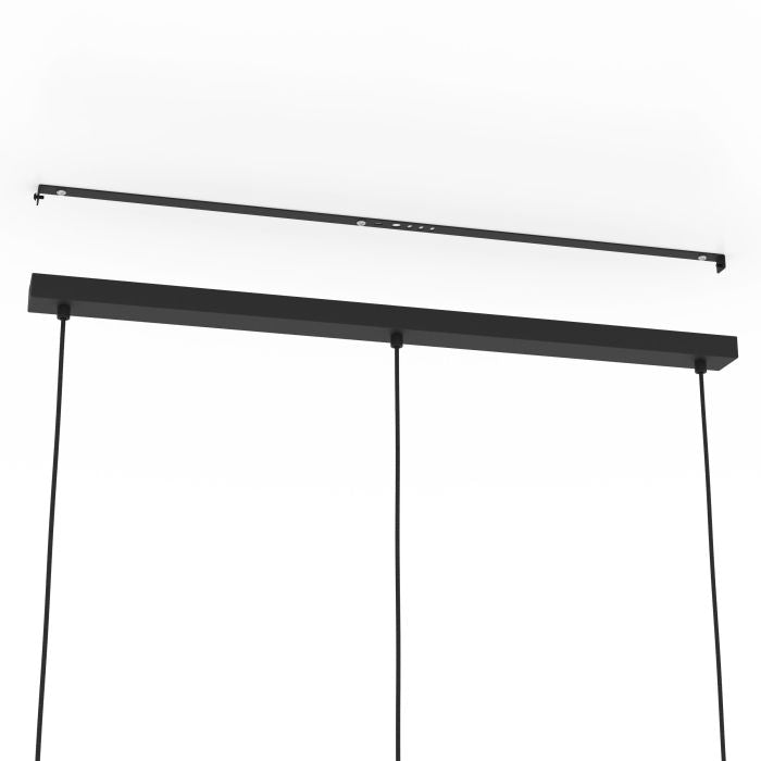Romazzina Lampada a sospensione lineare 3 luci in metallo nero