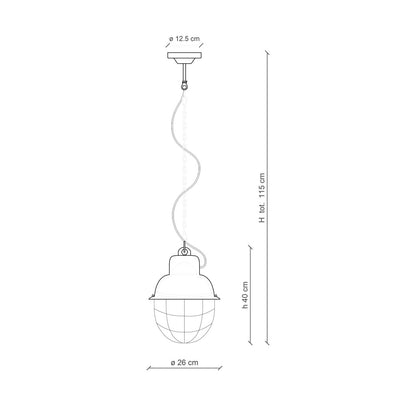 Industrial C1770 lampadario sospensione ceramica decorata diametro 26 cm