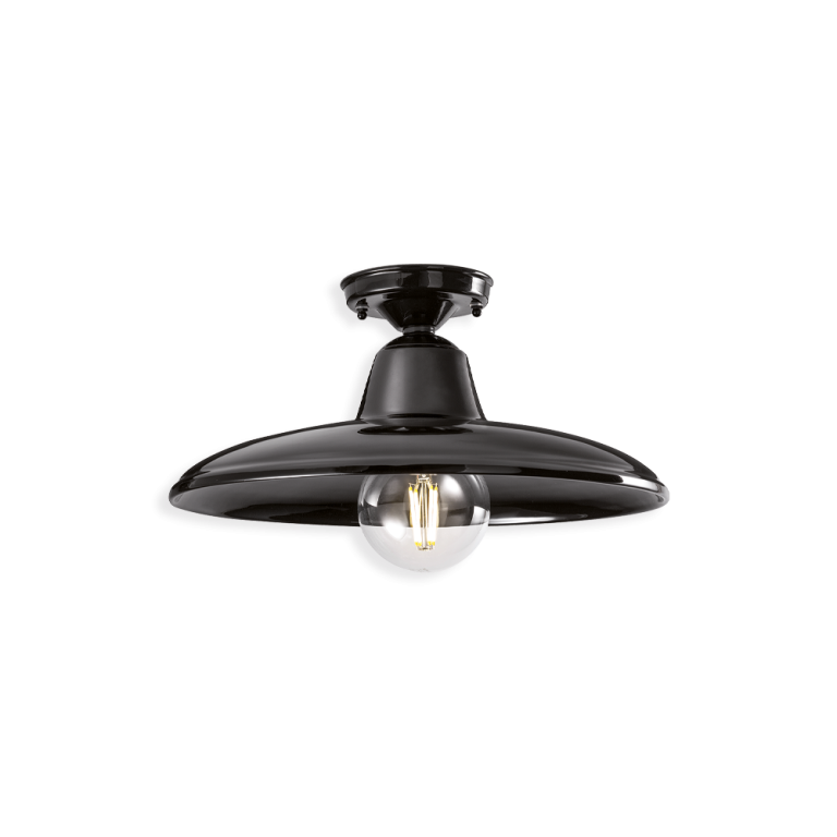 B&W C2333 Plafoniera lampada da soffitto ceramica decorata smalto nero