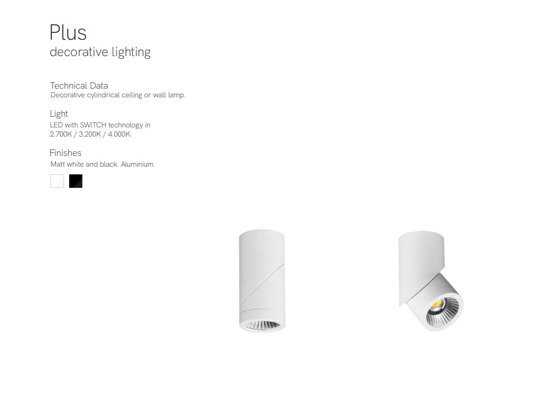 Plus Applique Plafoniera Lampada da parete soffitto LED 2700/3200/4000K IP20