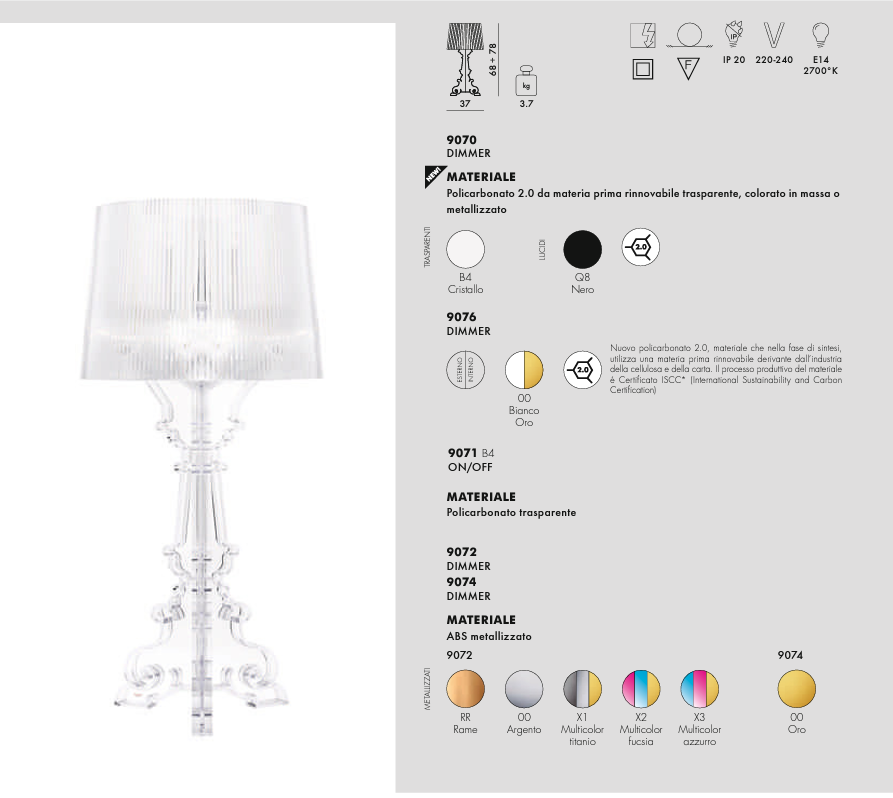 Bourgie Argento Lampada da tavolo