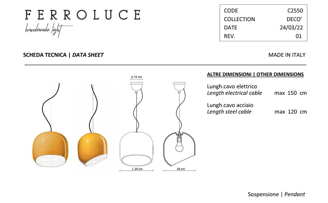 Ayrton C2550 lampadario sospensione ceramica decorata