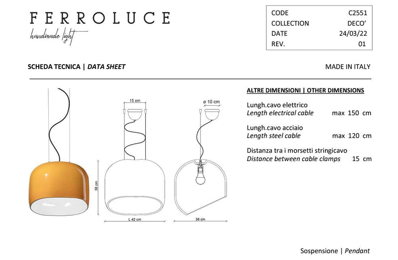 Ayrton C2551 lampadario sospensione ceramica decorata