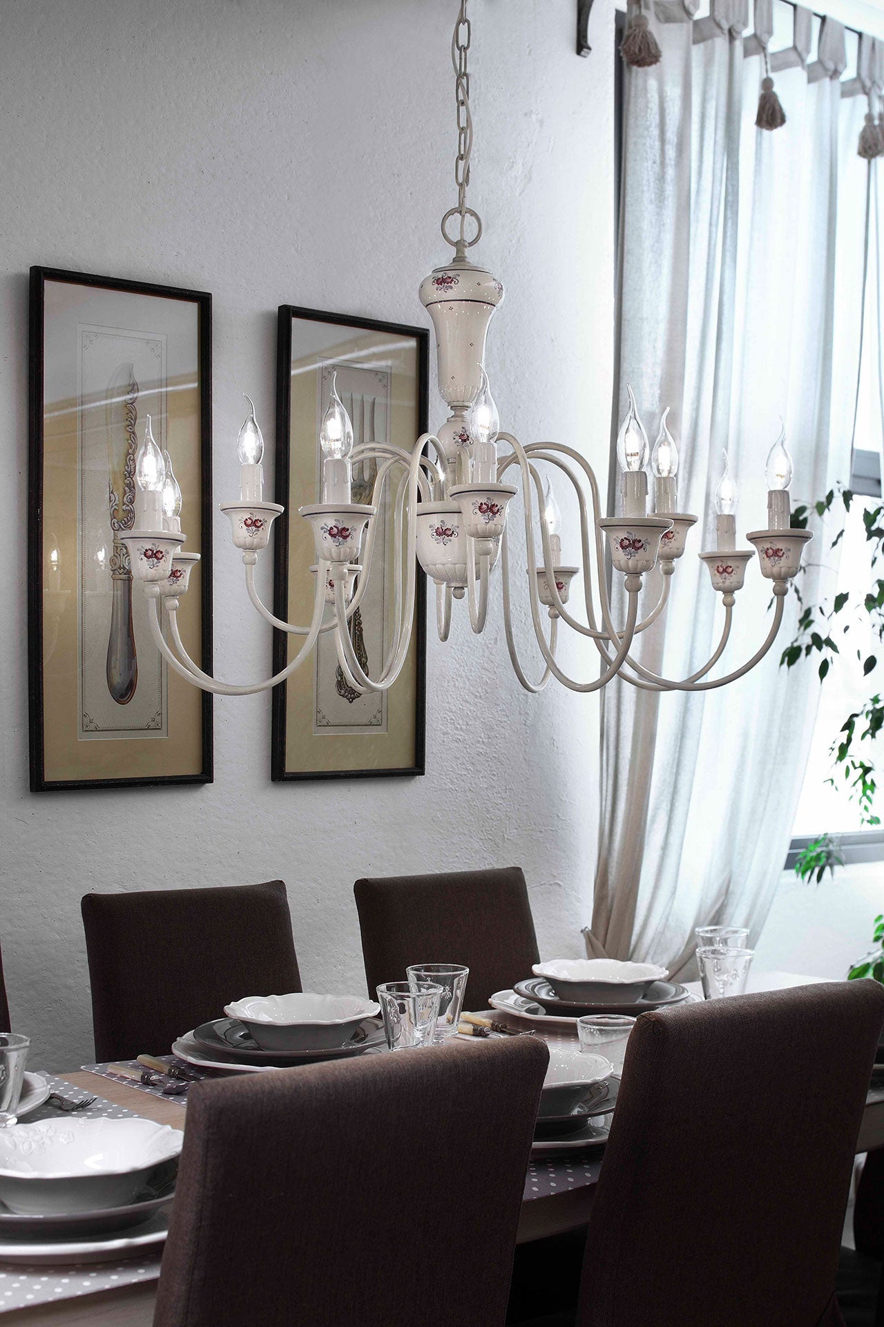 Sanremo C270-5 Lampadario 5 luci in ceramica decorata