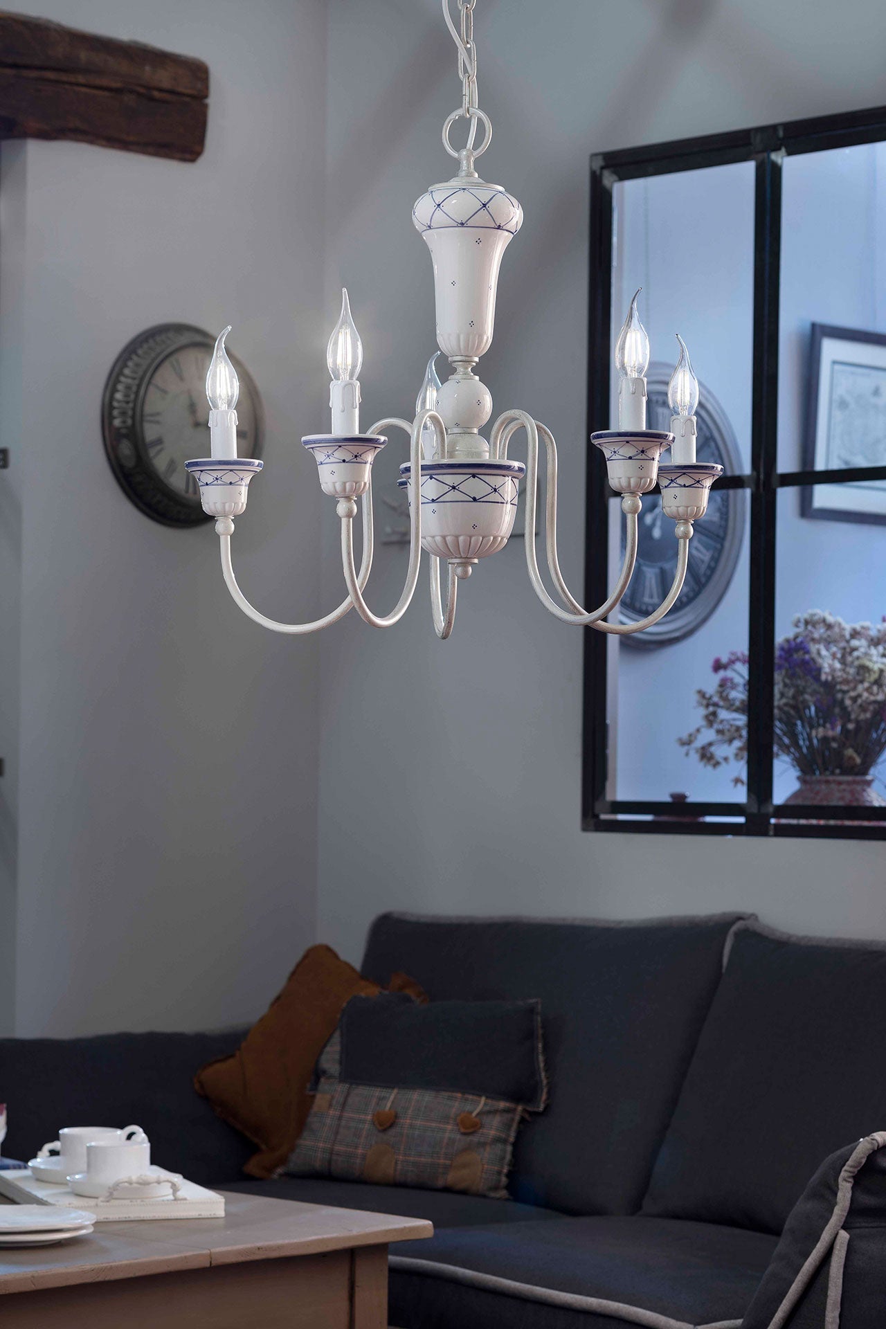 Sanremo C270-8 Lampadario 8 luci in ceramica decorata