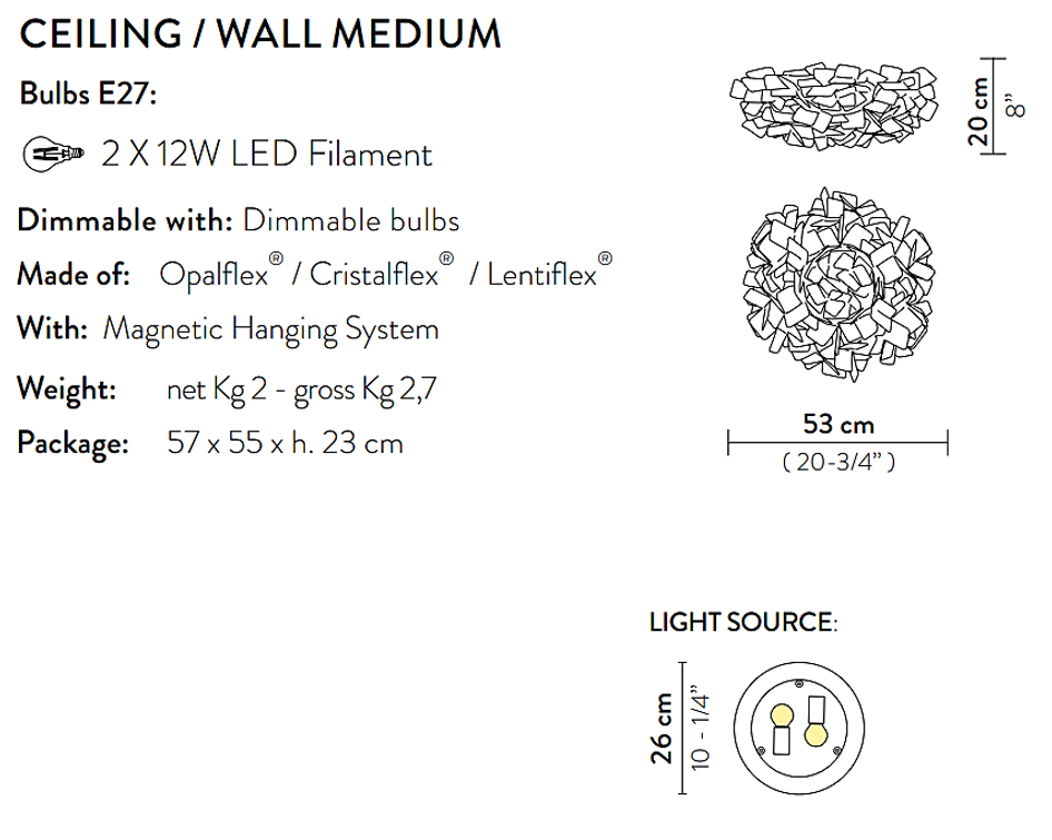 Clizia Mama Non Mama Ceiling/Wall Medium Black Lampada parete soffitto diametro 53 cm.
