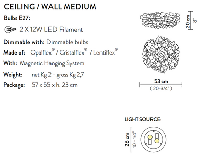 Clizia Ceiling/Wall Medium Orange Lampada parete soffitto diametro 53 cm.