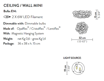 Clizia Ceiling/Wall Mini Pixel Lampada parete soffitto diametro 32 cm.