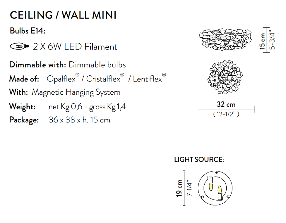 Clizia Mama Non Mama Ceiling/Wall Mini Gold Lampada parete soffitto diametro 32 cm.