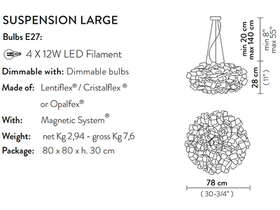 Clizia Sospensione Large Purple Lampadario diametro 78 cm.