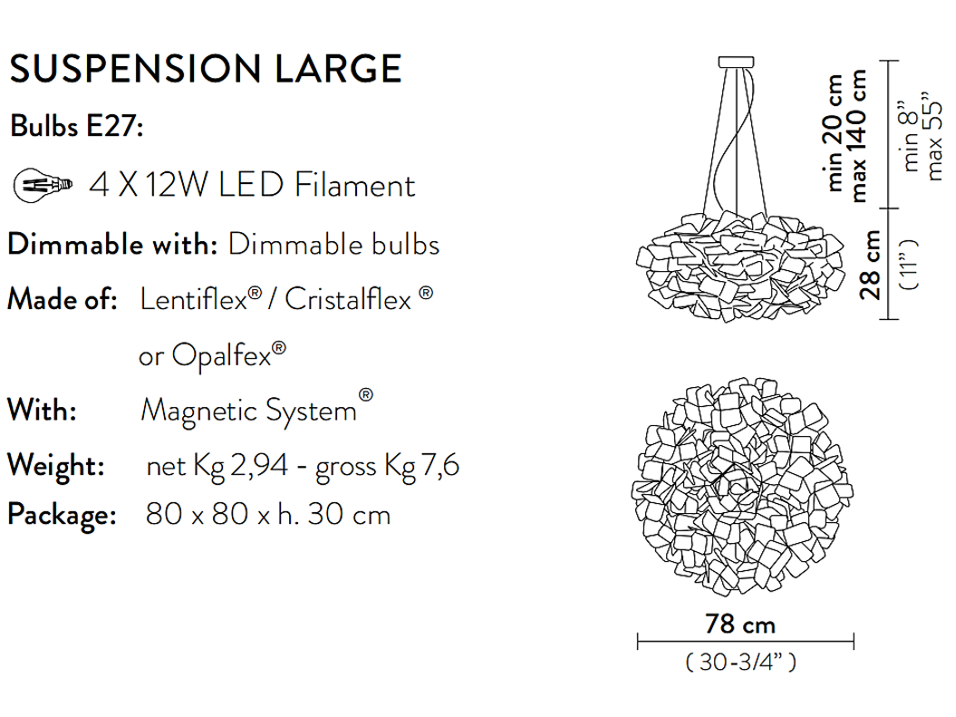 Clizia Sospensione Large Fumé Lampadario diametro 78 cm.