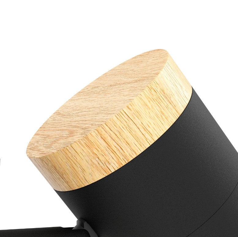 Cartagena piantana lampada terra 3 luci faretti orientabili nero e legno
