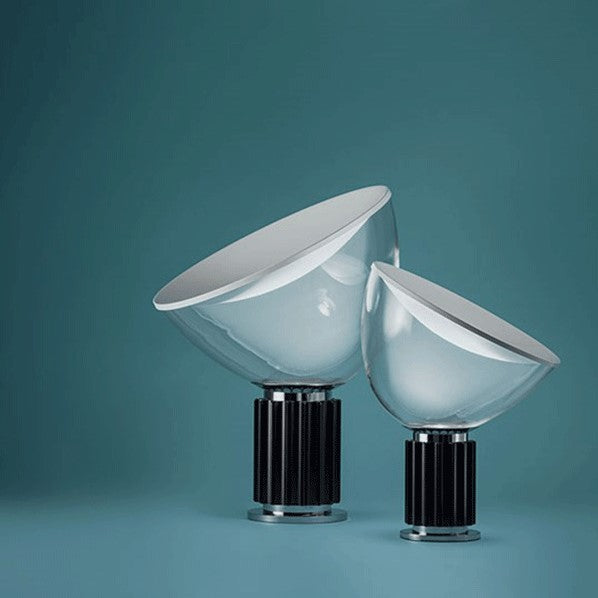 Taccia PMMA Lampada da tavolo Led diffusore metacrilato con base argento