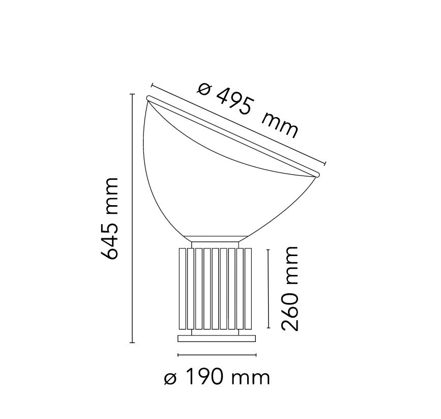 Taccia PMMA Lampada da tavolo Led diffusore metacrilato con base argento