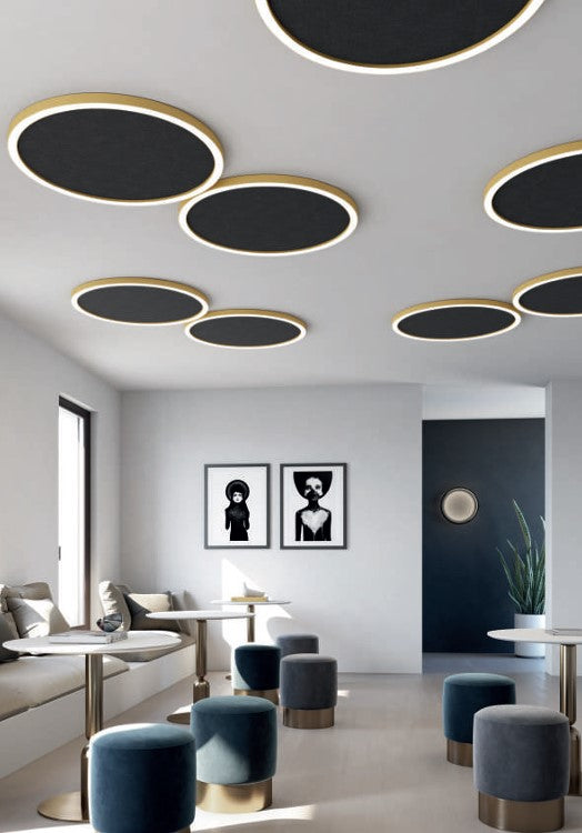HALOS ACOUSTIC 962 Lampada Sospensione Soffitto LED 62W 3K IP40 Grigio iron Oro