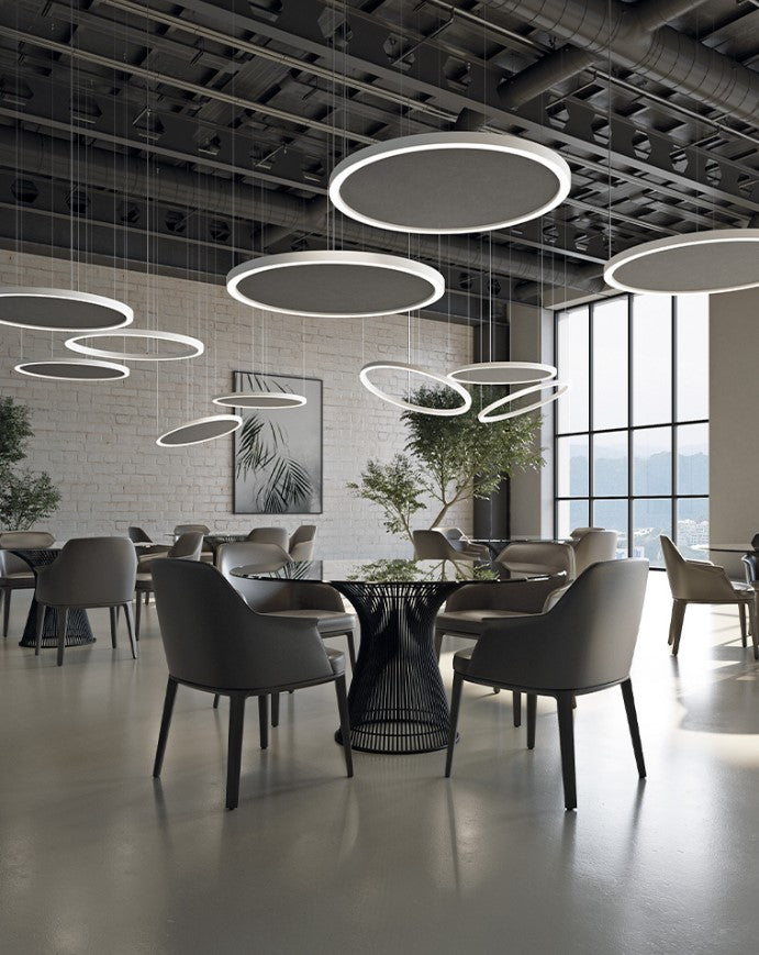 HALOS ACOUSTIC 962 Lampada Sospensione Soffitto LED 62W 3K IP40 Nero grafite Oro