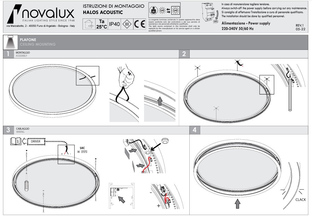 HALOS ACOUSTIC 962 Lampada Sospensione Soffitto LED 62W 3K IP40 Nero grafite Cappuccino