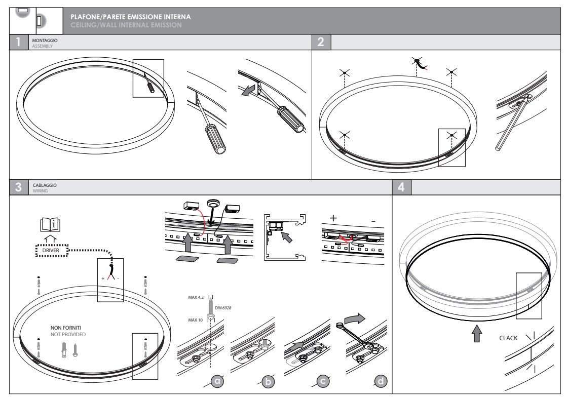 HALOS EMISSIONE INTERNA 1440 Lampada Sospensione Soffitto Parete LED 93W 27K IP40 Oro