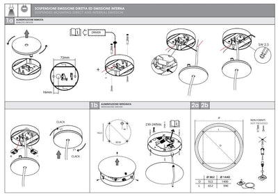 HALOS EMISSIONE DIRETTA 962 Lampada Sospensione Soffitto Parete LED 62W 27K IP40 Caffe
