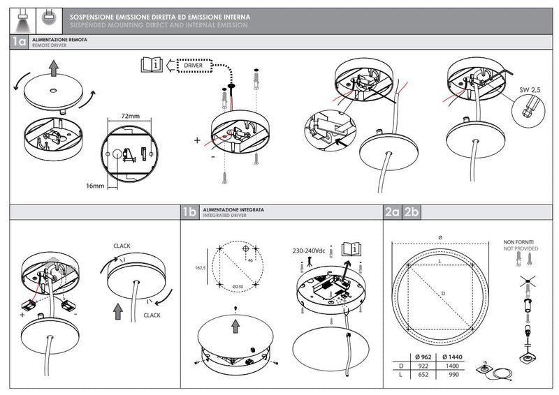 HALOS EMISSIONE DIRETTA 962 Lampada Sospensione Soffitto Parete LED 62W 27K IP40 Caffe