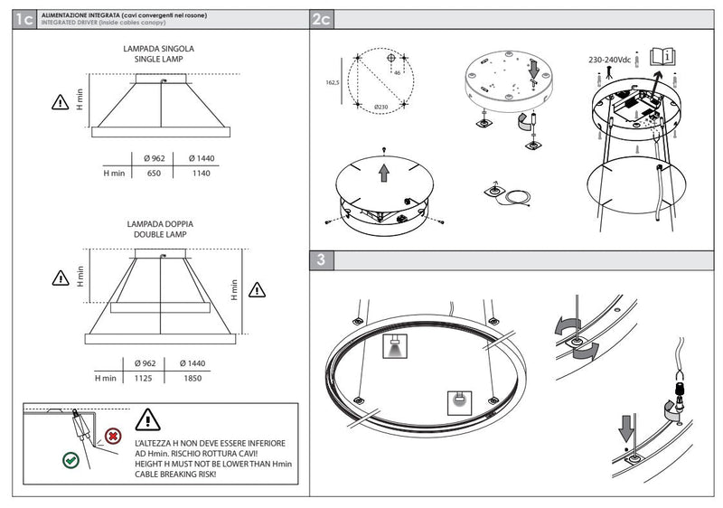 HALOS EMISSIONE DIRETTA 962 Lampada Sospensione Soffitto Parete LED 62W 27K IP40 Caffe