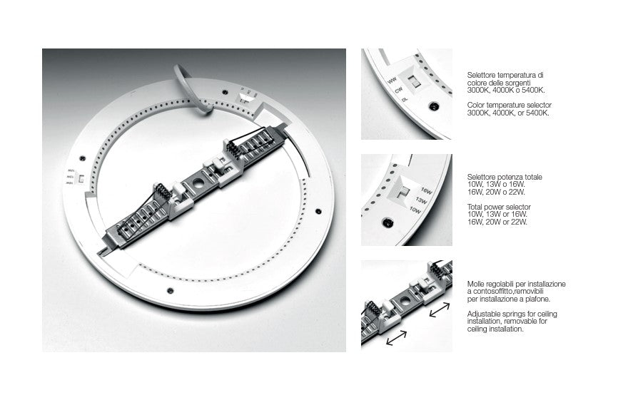 CREP TONDO Lampada Parete Soffitto Incasso LED 10/13/16W 3000/4000/5400K IP20