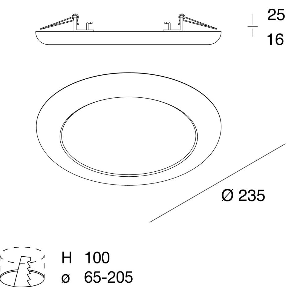 CREP TONDO Lampada Parete Soffitto Incasso LED 10/13/16W 3000/4000/5400K IP20