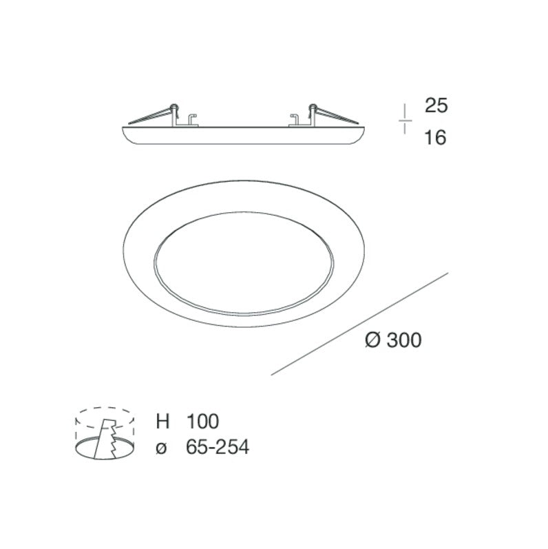 CREP TONDO Lampada Parete Soffitto Incasso LED 16/20/22W 3000/4000/5400K IP20