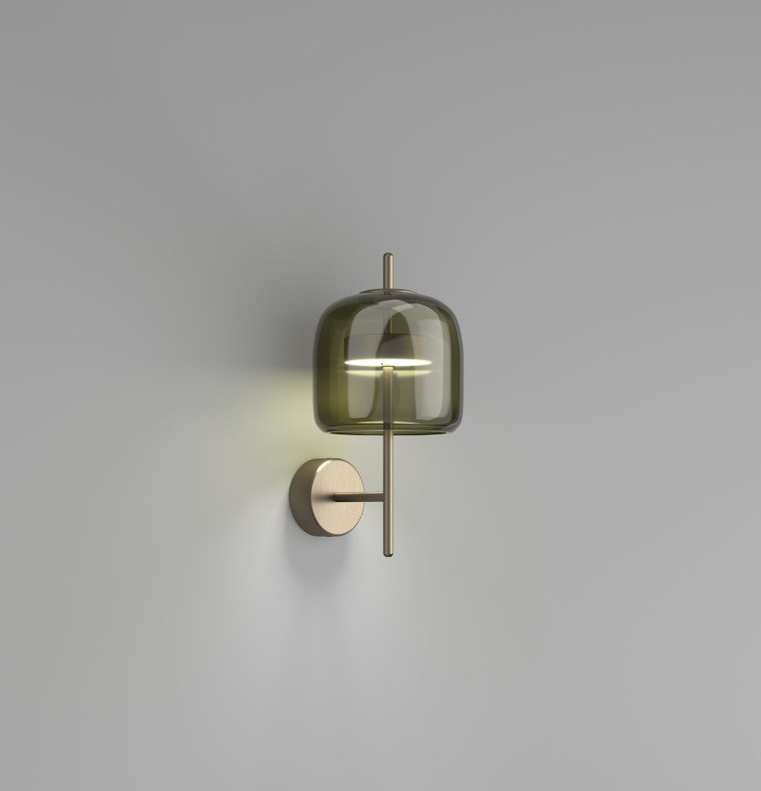 Jube AP S Applique LED in vetro soffiato verde antico trasparente