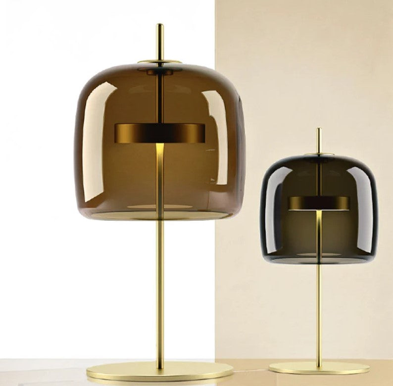Jube LT P Lampada tavolo LED in vetro soffiato terra bruciata trasparente