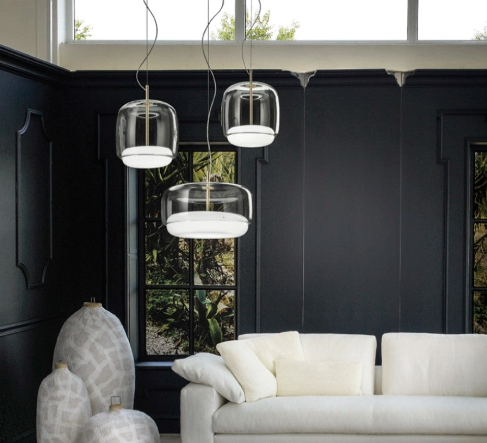 Jube SP P Lampadario sospensione LED in vetro soffiato cristallo trasparente bianco