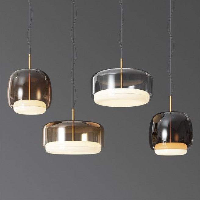 Jube SP G Lampadario sospensione LED in vetro soffiato cristallo trasparente bianco
