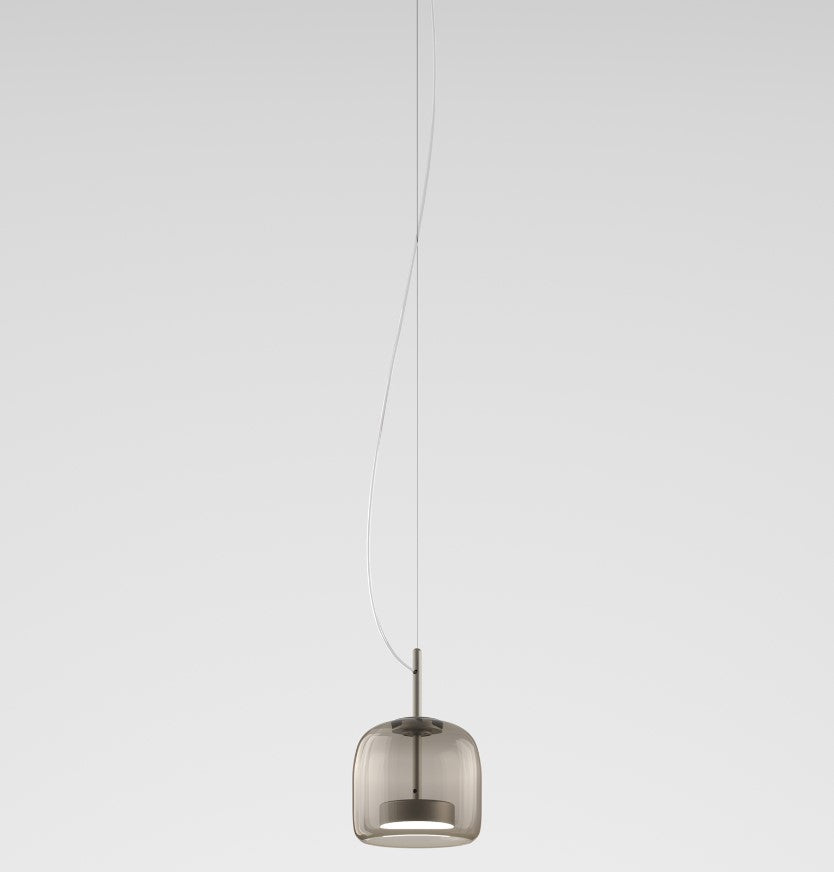 Jube SP S Lampadario sospensione LED in vetro soffiato fumé trasparente