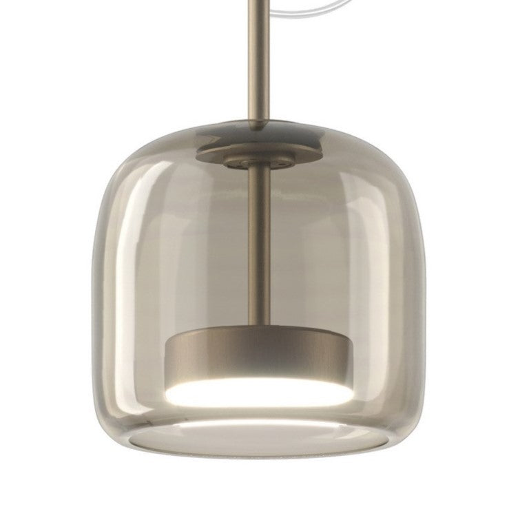 Jube SP S Lampadario sospensione LED in vetro soffiato fumé trasparente