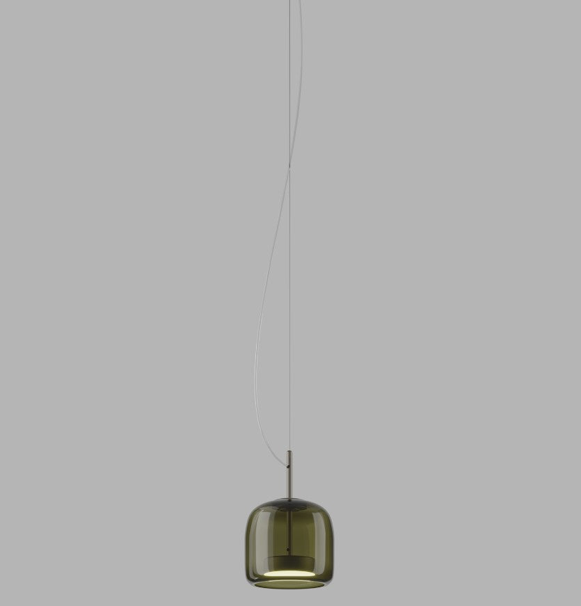 Jube SP S Lampadario sospensione LED in vetro soffiato verde antico trasparente
