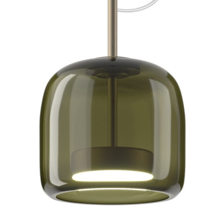 Jube SP S Lampadario sospensione LED in vetro soffiato verde antico trasparente