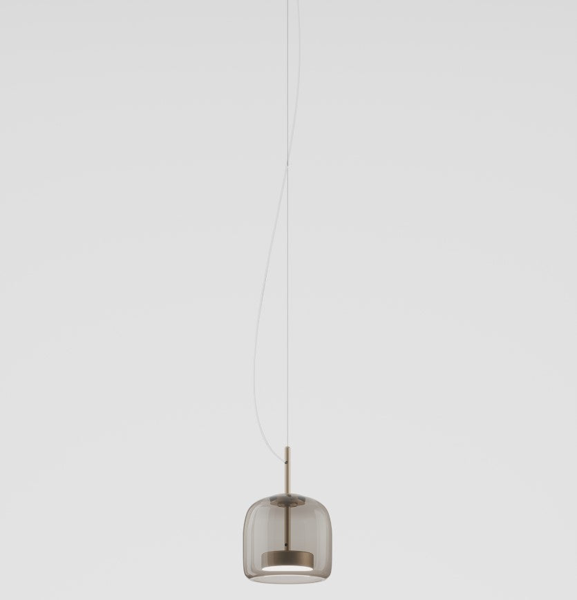 Jube SP S Lampadario sospensione LED in vetro soffiato fumé trasparente