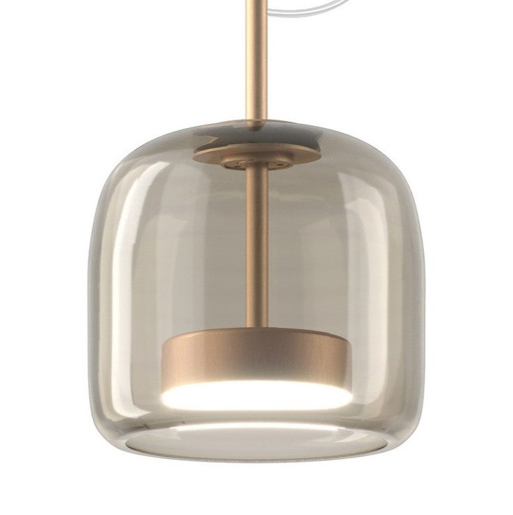 Jube SP S Lampadario sospensione LED in vetro soffiato fumé trasparente